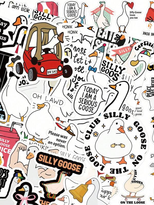 50Pcs Funny Silly Goose Stickers DIY Scrapbook Laptop Water Bottles Computer Phone Guitar Waterproof Decorative Sticker,School Supplies,Back To School