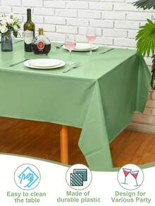 1/4 件纯色一次性塑料桌布，灰绿色，可折叠且易于清洁，适用于婚礼、生日、毕业典礼和圣诞派对夏季礼物海滩返校学校用品房间装饰 - 彩色 - 查看 8