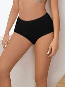 HANQIYA 8 件女式高腰内裤，亲肤舒适优雅纯色黑色内裤，透气弹力，全覆盖，柔软，适合休闲穿着 - 黑色 - 查看 8