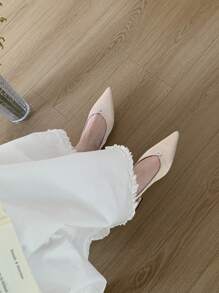 1 Paar elegante einfarbige modische süße Schleifensandalen aus Stoff, geeignet für Party, Hochzeit, Büro, Frühling/Sommer