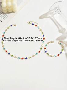 Ensemble collier et bracelet élégants et polyvalents en strass colorés