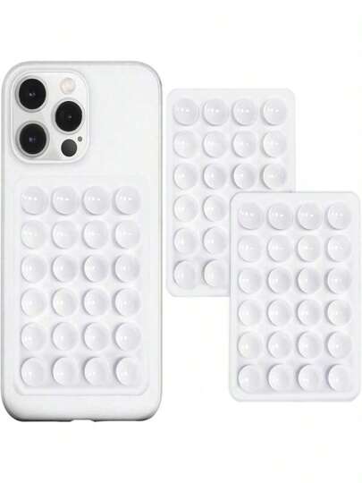 2 Packs Silicone Suction Phone Case Mount, Silicon Adhesive Suction Cup Phone Mount, Non Slip Sticky Phone Grip For Cellphone, Strong Grip Holder For Selfies And Videos(White)