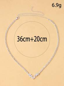 1pc Women's Rhinestone Leaf & Zirconia Necklace, Party Jewelry Accessory - Leaf - View 6