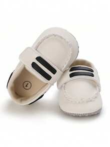 New Infant Shoes PU Upper Rubber Sole Shoes, 0-18 Months Infant Soft Bottom Casual Walking Shoes Slip-On Loafers