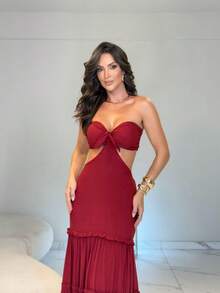 Women's Long Dress Cintia - Marrón Mocha - Ver 2
