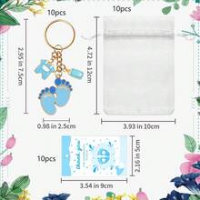 90 件/30 套/60 件/20 套/30 件/10 套婴儿送礼会礼物，适合婴儿送礼会装饰，婴儿送礼会性别揭晓派对，婴儿送礼会礼物，粉色或蓝色印花钥匙扣，带衣架和奶瓶设计，包含 10 个钥匙圈、10 个纱线袋和 10 张卡片，非常适合婴儿送礼会、新娘送礼会、生日派对和节日装饰，可作为派对礼物或礼品 - 彩色 - 查看 2