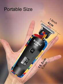 Kemei KM-MAX5090 專業理髮器 T-Blade 0mm 零間隙雕刻理髮器 C-Type 男士塗鴉設計鬍鬚修剪器 男友禮物 - 彩色 - 查看 12