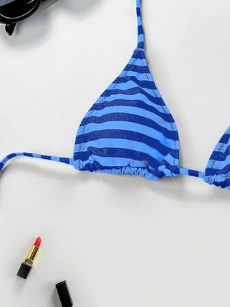 Women Vacation Summer Stripe Bikini Top For Holiday Swimwear