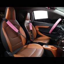 Universal Elastic Stretch Car Steering Wheel Cover + 2 Car Seat Belt Cover Pads Combo Set ,Fit Most Cars,Truck SUV,Soft And Stretchy