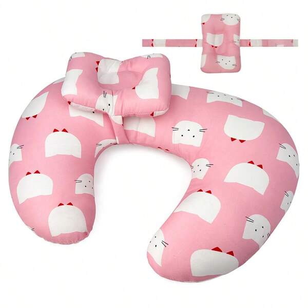 1 pieza Almohada de amamantamiento en forma de U - Multifuncional, Funda extraíble y lavable a máquina - Apoyo para la cintura y el cuello para la lactancia, el sueño de lado y el embarazo - Colores mixtos