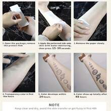 INK SECRET 1 件优雅青色蛇防水耐用草本纹身贴男女适用帅气酷炫符号手臂、小腿、腰部、锁骨、胸部和背部 - 黑色 - 查看 7