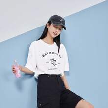 XTEP 圆领短袖T恤男女夏季新款情侣休闲半袖简约运动T恤876227010219 - 珍珠白 - 查看 9