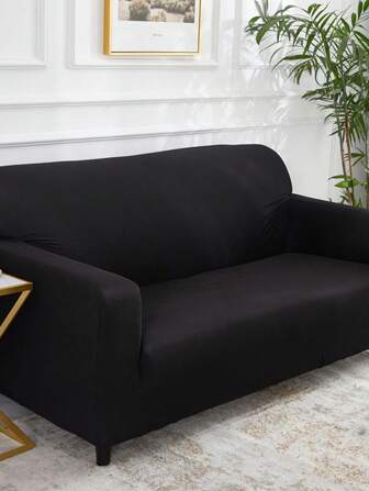 1pc Solid Color Polyester Fiber Modern Style Sofa Cover, Rectangular Super Elastic Pet Hair Proof Washable Sofa Protector Fit For Living Room Home Use Year-Round