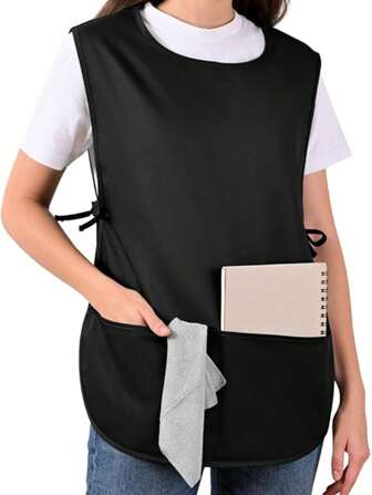1pc/4pcs/12pcs Unisex Apron Pinafore Style With Tie Sides, Barber Work Apron, Commercial Restaurant Home Kitchen Apron, Polyester Cotton, 2 Pockets, Work Apron/Vest Apron