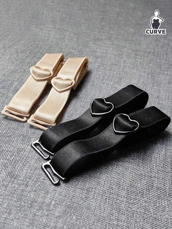 Set de 2/4 piezas de tirantes ajustables extra largos de 42 cm con hebilla en forma de corazón para ropa interior de mujer, repuestos de unicolor, simples y versátiles, se pueden usar en todas las estaciones, regalo