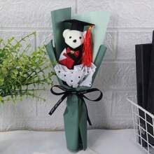 1pc Graduation Dr. Bear Cartoon Bouquet, Graduation Bear Flower Bouquet Gift, Graduation Party Bouquet, Artificial Flower Bouquet, Birthday Gift, Graduation Celebration Decor Dr. Hat Bear, Suitable For Graduation Party Favors, Party Decorations, Home Decor And Photo Prop