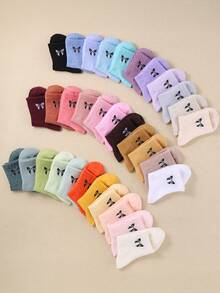 10 Pairs Black Base Kids Crew Socks With Multi-Color Bow Accents For Boys & Girls - Breathable Everyday Long Socks, Assorted Random Color Designs (10-Pack | Unisex Casual Wear) - Multicolor - View 7