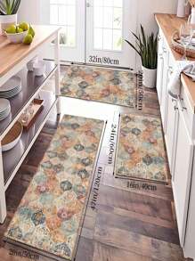 1pc Best-Seller [5mm Thickness] Boho Style Printed Kitchen Mat, Living Room Rug, Bedroom Carpet - 100% Polyester Fiber, Stain Resistant, Anti-Slip Bottom, Machine Washable - Suitable For Indoor And Outdoor Area, Kitchen, Home Decor, Room Decor, Bedroom, Laundry Room - All Season Use.