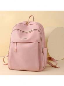 Fashion Women's Polyester Portable Backpack Bag Anti-Theft And Waterproof - 玫紅色 - 查看 10