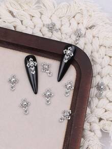 10/20 件金属朋克指甲饰品 - 复古风格 DIY 饰品，适合女士和女孩美甲配件 - 銀色 - 查看 6