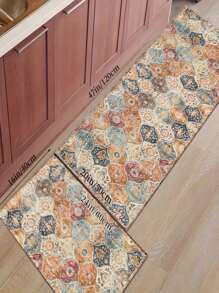 1pc Best-Seller [5mm Thickness] Boho Style Printed Kitchen Mat, Living Room Rug, Bedroom Carpet - 100% Polyester Fiber, Stain Resistant, Anti-Slip Bottom, Machine Washable - Suitable For Indoor And Outdoor Area, Kitchen, Home Decor, Room Decor, Bedroom, Laundry Room - All Season Use.