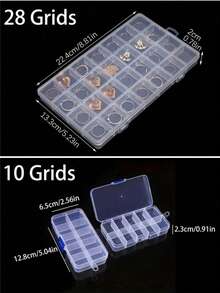 1pc 10/15/24/28/36 Compartment Clear Plastic Organizer Box, Makeup Storage, Bathroom Storage For Earrings, Rings, Jewelry, Nail Art, Tools, Accessories, Decorations. Random Style Gift For Women, Mother's Day Bathroom Decor Fall Decor Makeup Organizer Back To School