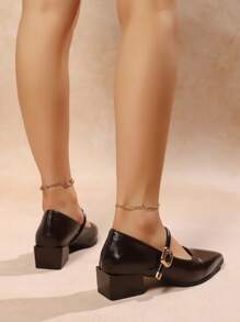 Zapatos de estilo Mary Jane vintage de talla grande para mujeres, nuevos zapatos de tacón grueso con correa, punta puntiaguda, de moda para primavera y otoño, para cruce de fronteras