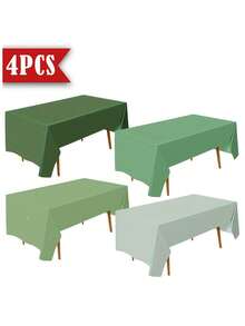 1/4 件纯色一次性塑料桌布，灰绿色，可折叠且易于清洁，适用于婚礼、生日、毕业典礼和圣诞派对夏季礼物海滩返校学校用品房间装饰 - 彩色 - 查看 2