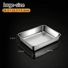 Multi Functional Stainless Steel Square Plate, Flat Bottomed Plate, Internet Famous Cake Baking Tray Mold, Shaped Iron Box Container, Household Baking - Multicolor - View 10