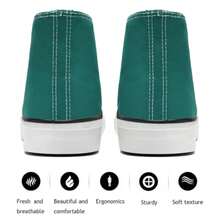 Giày thể thao vải canvas cổ cao thời trang buộc dây cổ điển cho nữ, giày đi bộ thường ngày, lớn hơn nửa cỡ - màu xanh lá - Xem 6