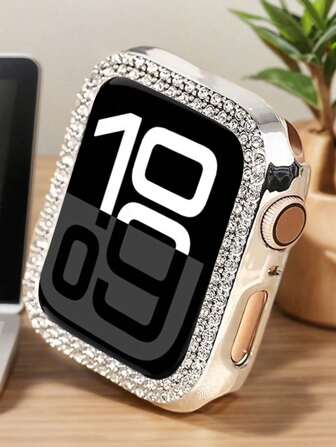 1 Boîtier de protection de montre en diamant creux brillant convenant pour les montres de 38/40/41/42/44/45/49/46 mm, compatible avec Apple Ultra/SE/8/7/6/5/4/3/2/1/S10, accessoires de montre intelligente