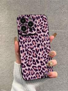 Funda para phone (1 unidad) con estampado de guepardo, carey, perforada, con bordes rectos, estampado de leopardo, negra, calada, anticaídas. Compatible con phone. - Multicolor 3 - Ver 5