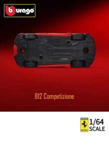 Burago Bburago1:64 Vermelho 812 Competizione Sports Modelo de Carro Capa de Acrílico Preto + Base