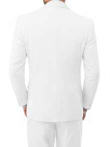 Bộ đồ vest co giãn thời trang công sở nam 3 món, màu trơn, ôm vừa vặn, gồm áo khoác, áo vest và quần, trang phục đi làm và đi tiệc trang trọng - trắng - Xem 2
