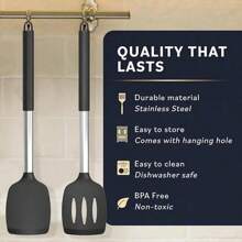 1pc Solid Silicone Spatula, Non-Stick Insert Type Heat Resistant Kitchen Tool, Suitable For Fish, Eggs, Pancakes