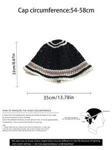 1pc Colorful Flower Knitted Bucket Hat, Lightweight, Breathable, Suitable For Women, Summer, Beach, Sun Protection - Straw Hat - View 4