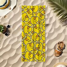 1 pezzo Telo da spiaggia in microfibra super assorbente e asciugatura rapida con motivo a papera, morbido e confortevole, unisex, adatto per viaggi all'aperto, campeggio, vacanze al mare, stile moderno, leggero e portatile, lavabile in lavatrice, 100% poliestere, rettangolare, tessuto a maglia, versatile per vacanze estive, viaggi, decorazione da bagno, articoli essenziali da spiaggia