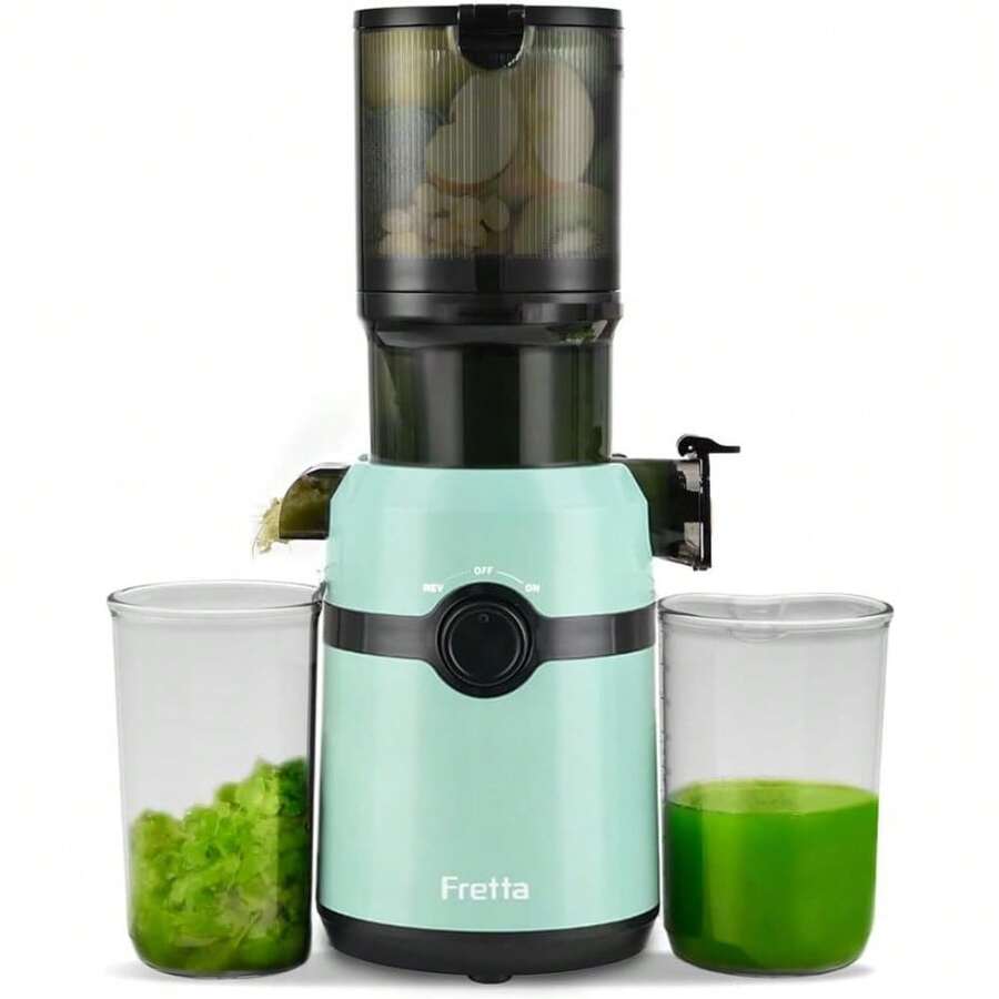 Cold Press Juicer Machines,Fretta Slow Masticating Juicer With 108mm &1.0L Hopper For Whole Fruits And Vegetables,200W Self Feeding High Yield Juice Extractor, Tritan, (Blue) - Pale Blue - View 1
