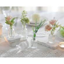 Set de vaze 1/6/12 piese, vază de sticlă pentru decorarea centrului, vază mică, vază modernă cu dungi transparente, vază vintage pentru decorarea mesei, petrecerea de nuntă și decorarea casei.