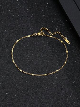 1 ชิ้น สีทอง สแตนเลส สร้อยข้อมือโซ่ สำหรับ ผู้หญิง สำหรับ แฟชั่นสตรีท เครื่องประดับ สำหรับ การตกแต่งประจำวัน