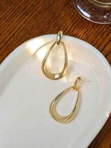 1 Pair Classic European & American Style Geometric Water Drop Earrings, Vintage Minimalist Luxury Ear Accessories