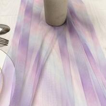 Runner da tavolo in chiffon sfumato, realizzato in stile Balinese stropicciato, trasparente e di stile boho, decorazione per tavola da pranzo per matrimonio, festa o vacanza