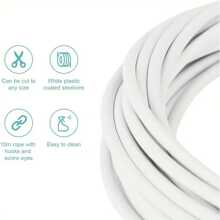 1 Paquete de Alambre para Cortinas de Red Color Blanco, Kit de Cable Colgante para Ventana de 3/5 Metros, Cuerda de Cortina con Ganchos Adhesivos para Barra de Cortina