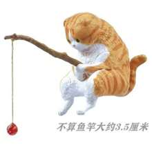 Cute Fishing Cat Creative Decor Ornament Miniature Figurine, Suitable For Office Or Indoor