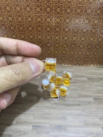 1pc/5pcs 1:12 Dollhouse Miniature Toy Accessories - Realistic Beer Cup, Mini Wine Barrel, Beer Barrel, Wine Wooden Barrel, Beer Cup & Barrel Set, Miniature Decorative Items, Micro Food Scene Photography Props