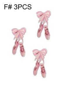 1 set de 3/6 piezas Parches bordados de dibujos animados rosas lindas para niñas con diseños de lazo, zapatillas de ballet, relámpago, accesorio decorativo, pegatinas de tela para zurcir adecuadas para mochilas, vaqueros, chaquetas, camisetas, sombreros, vestidos, etc. - Multicolor - Ver 15