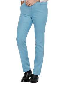 3pcs/Set Men's Fashion Slim Fit Stretchy Business Suit, Include Blazer, Vest, Pants, Work Formal Wear Tuxedo - Baby Blue - View 4
