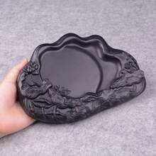1pc Chengni Inkstone With Lotus Pond Design For Calligraphy - Traditional Chinese Student Beginner Ink Grinding Stone For Calligraphy Inkstick - - Black - View 5