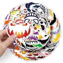50pcs Mischievous Horror Skull Graffiti Stickers For Halloween Decorations, Scrapbooking, Phone, Guitar, Tablet Room Decor Wall Decor Wall Sticker