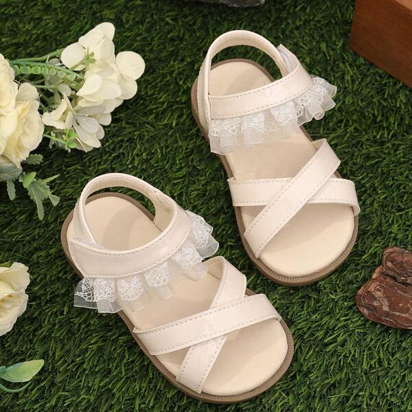 Toddler Girls PU Sandals With Bow Decor, Simple & Fashionable Design Suitable For Indoor & Outdoor Wear, Summer